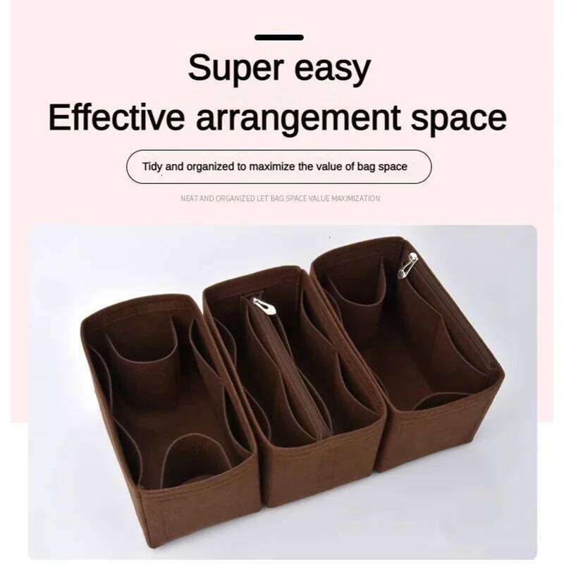 Protable Felt Women's Cosmetic Organizer Insert With zipper Bag Shaper Storage Inner Purse Fit For Speedy 25 30 35 26Y0516