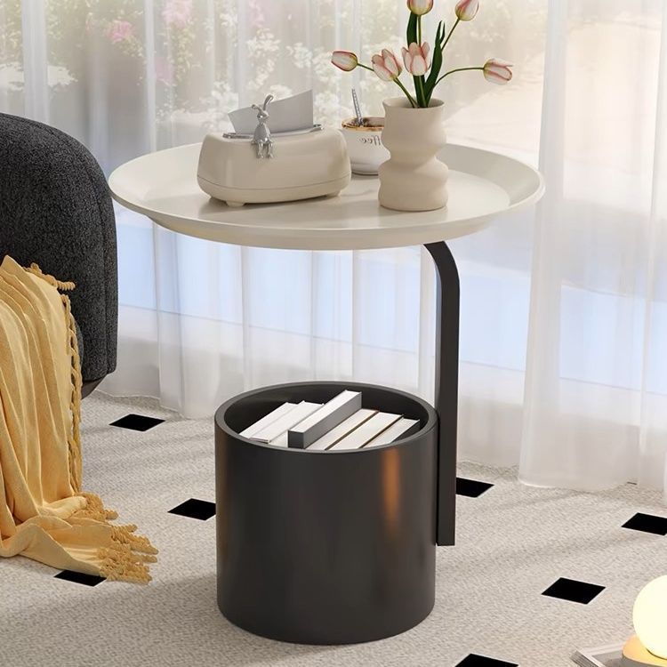 R05162 Minimalist Cream-Style Small Round Table (Side Table with Sofa)