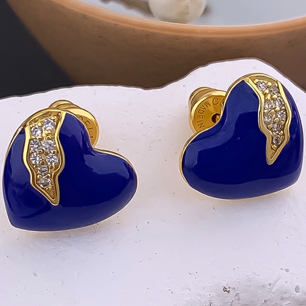 Earrings Designer Earrings Women 18K Gold Plated Earring Blue Heart Pave Stud Earrings Luxury Jewlery Designer Women Elegant Free Shipping Buy One Get One