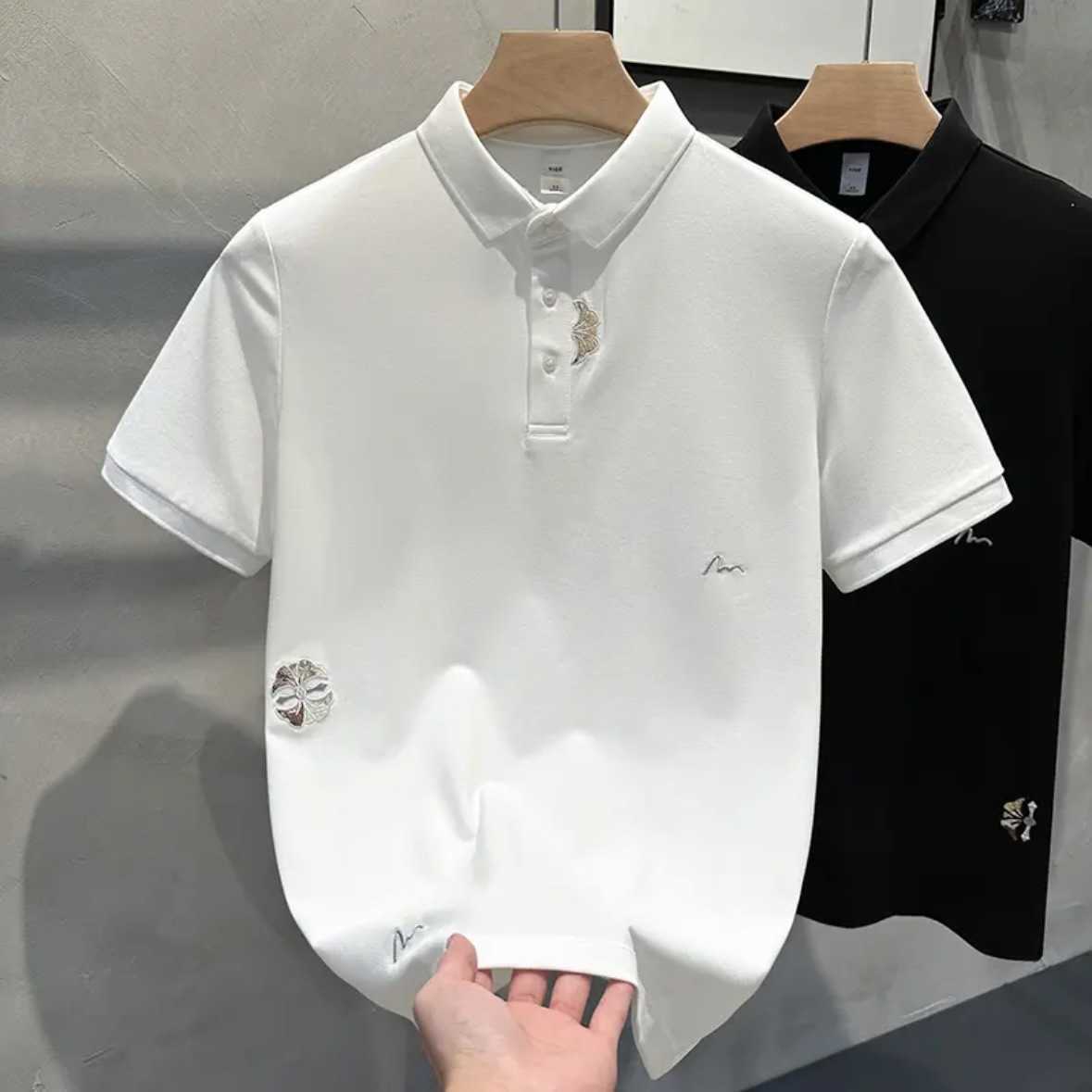 Summer New Embroidered Mens Polo Shirt Short Sleeve High-end Embroidered Design Sense Turn-down Collar T-shirt Fashion Versatile Mens Clothing88