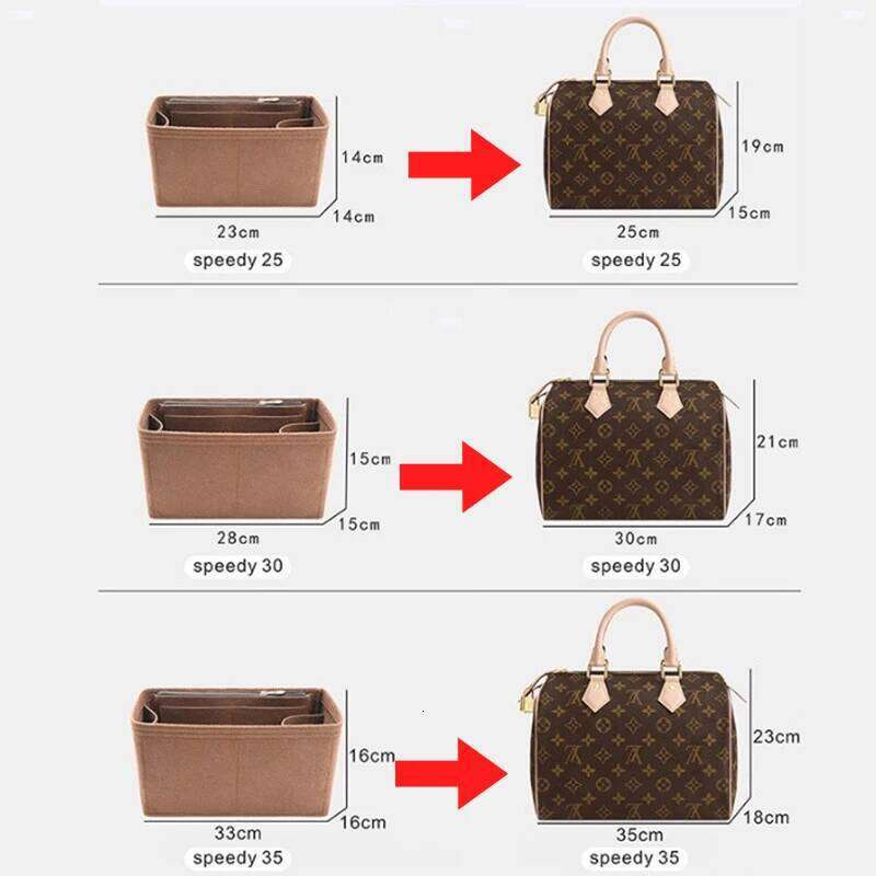 Detachable Felt Purse Insert Organizer for Luxury Handbag Speedy 25 30 35 Makeup Bag Shaper Liner Travel Inner Pouch 26Y0516