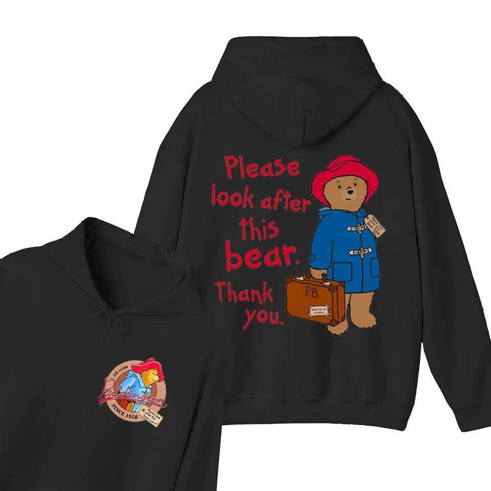 Cute Paddington Bear London Cartoon Pattern Graphic Unisex Hoodie New in Hoody Oversized Pullover Hoodies Spring J260516