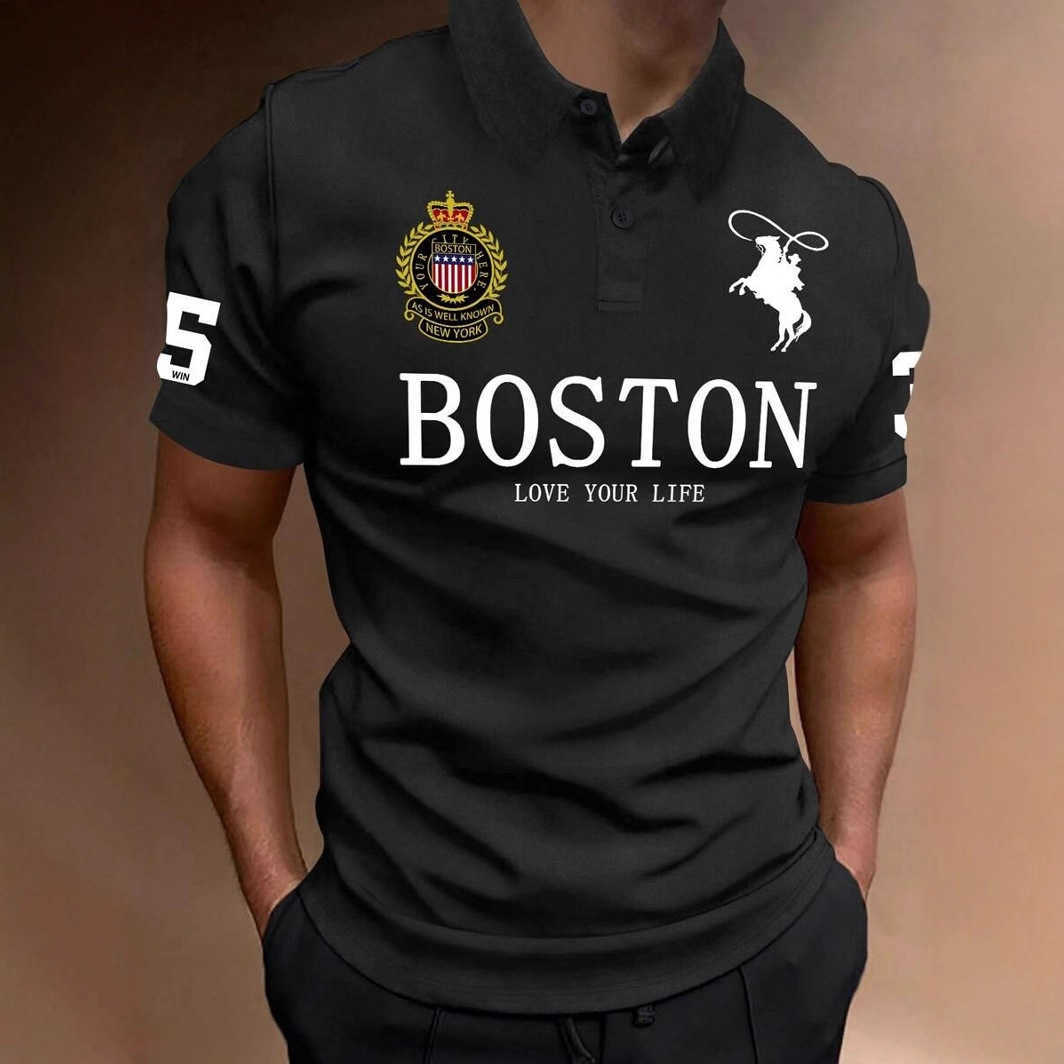 2026 Fashion Trend Casual Versatile Short-Sleeve Buttoned POLO Shirt 3D Printed Quick-Dry T-Shirt for Men