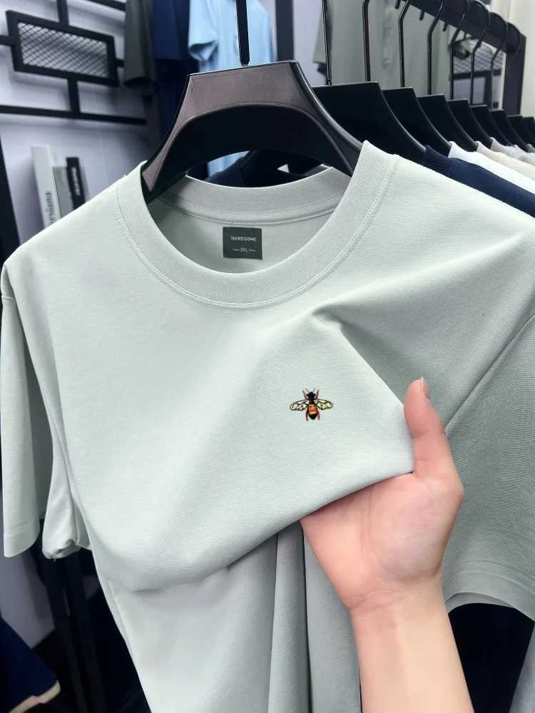 High end brand embroidery short sLeeve T-shirt men ice silk cotton cool breathable summer round neck casual new trend top X260516