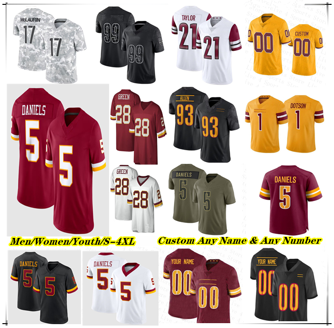 American Football Jersey Commanders Jayden Daniels Terry McLaurin Frankie Luvu Sonny Styles Marcus Mariota Jacory Croskey-Merritt Mike Sainristil Jeremy Reaves