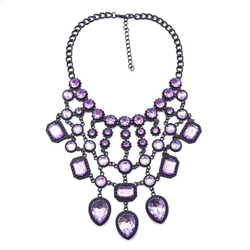 Fashion Jewelry Maxi Necklace For Women Rhinestone Beads Collar Choker Necklace Tassel Crystal Statement Collier Boho Jewelry 240910