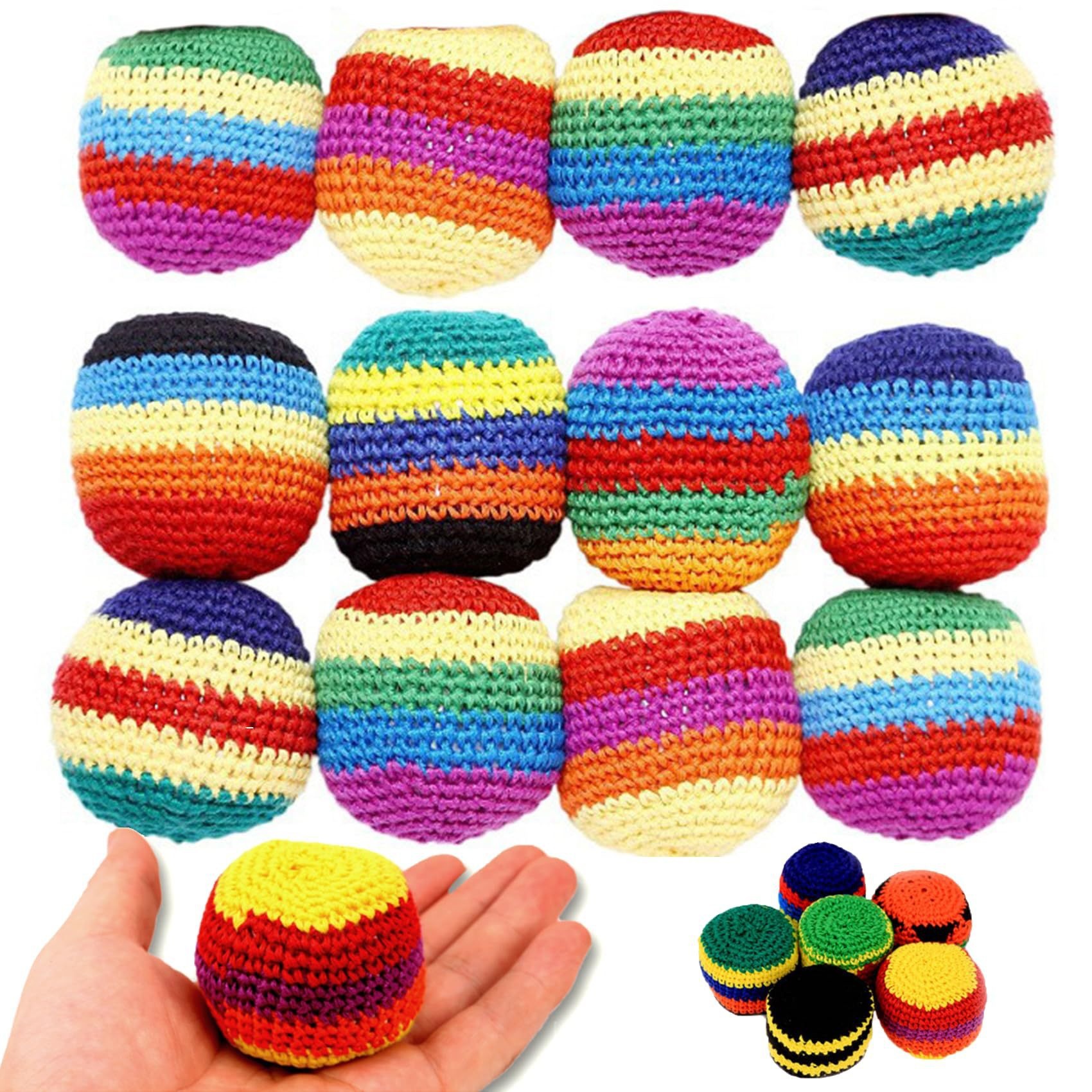 Wholesale Knitted Hacky Bag Set,Hand-Made Knitted Footbag Sack,Juggling Footbag for Beginners,Foot Bag Crochet Hacky Ball
