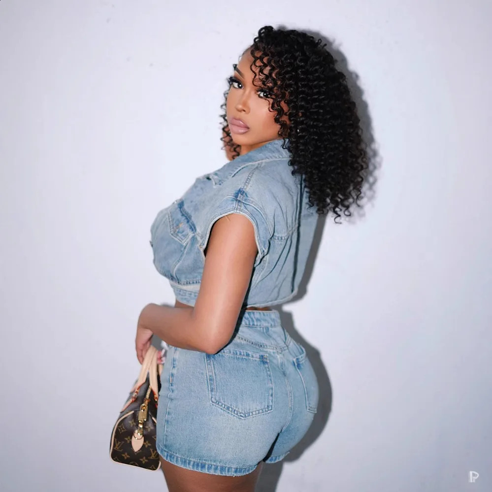 Denim Shorts Suit Women Jeans 2 Piece Sets Top Short Pants Outfits Single Breasted Turn Down Collar Vintage Ensemble Summer 260515