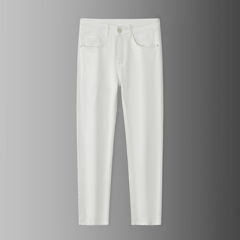 Designer Luxury Brand Loose Plus Men's Straight Leg Jeans, A Must-have For Both Men And Women, Street Fashion White Slim Fit Elastic Denim Pants,