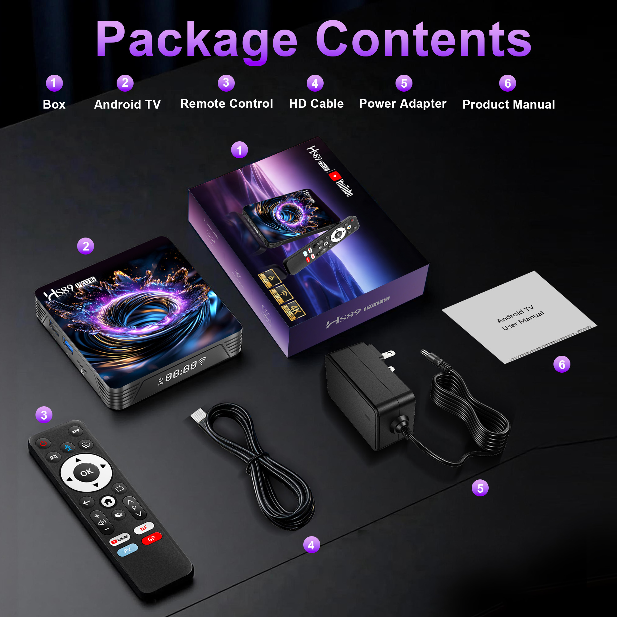 HS89 PRO 15 Smart TV BOX Android 14 Rockchip RK3539 4G32G 4K USB3.0 WIFI6 Set Top Box Media Player Android TV box 4G 32GB