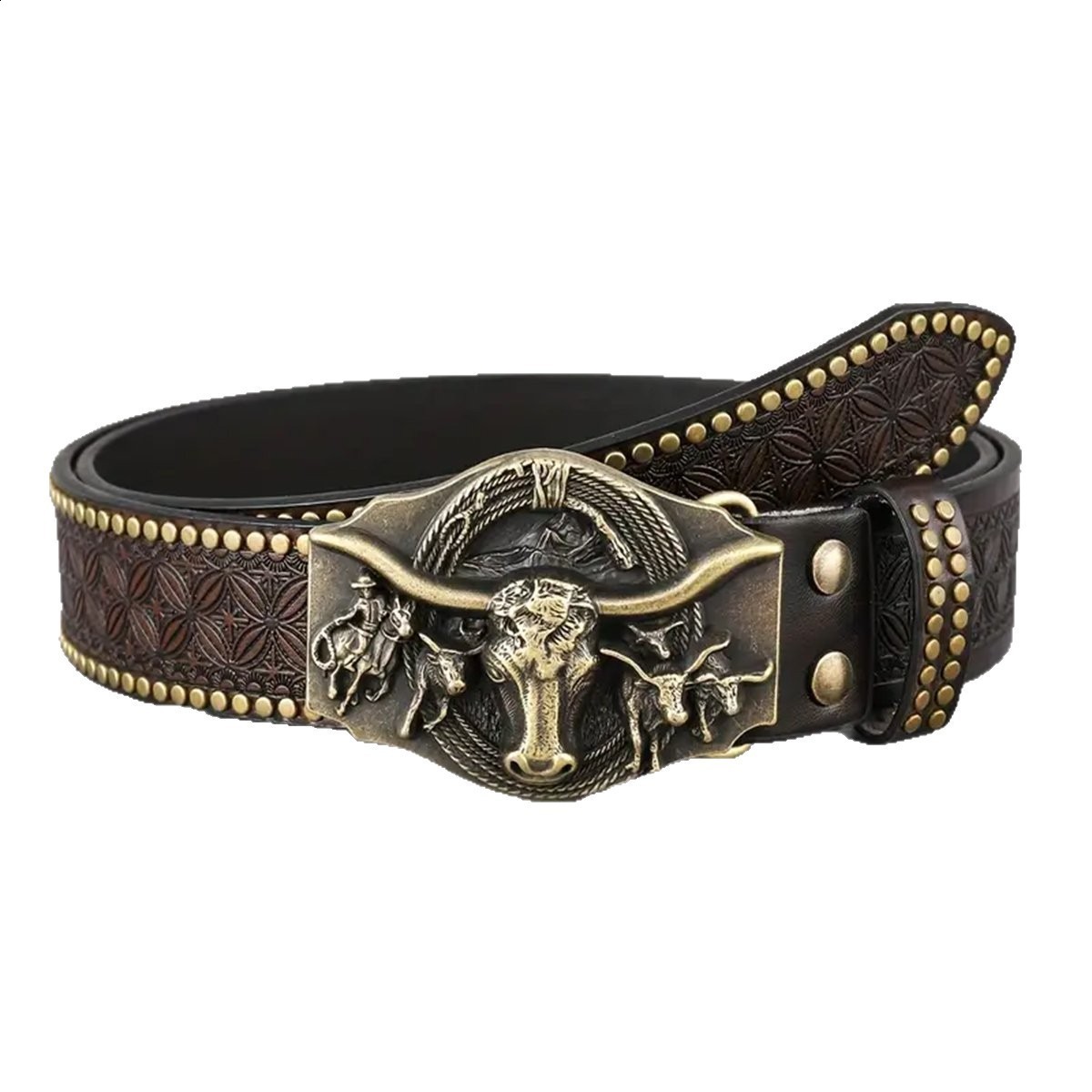 A casual individual and retro belt Western-style clothing accessory metal buckle PU belt suitable for both men and women 251106