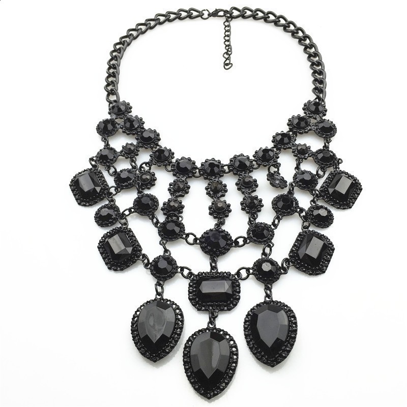Fashion Jewelry Maxi Necklace For Women Rhinestone Beads Collar Choker Necklace Tassel Crystal Statement Collier Boho Jewelry 240910