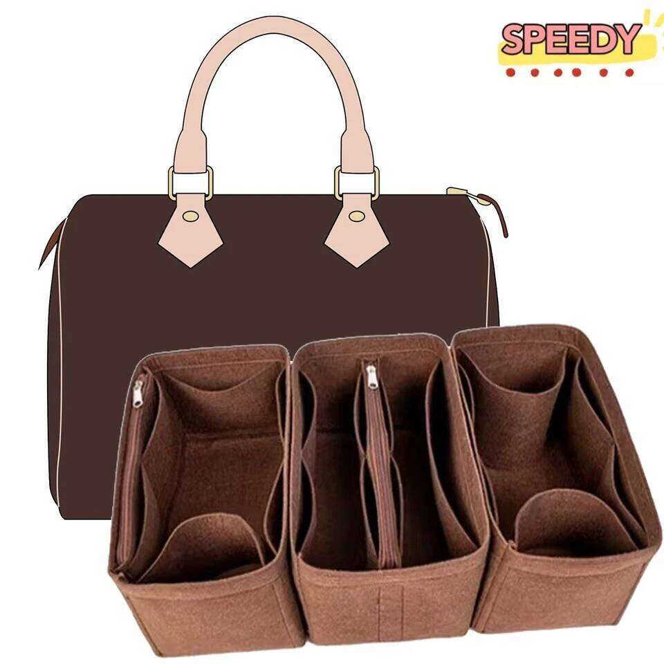 Detachable Felt Purse Insert Organizer for Luxury Handbag Speedy 25 30 35 Makeup Bag Shaper Liner Travel Inner Pouch 26Y0516