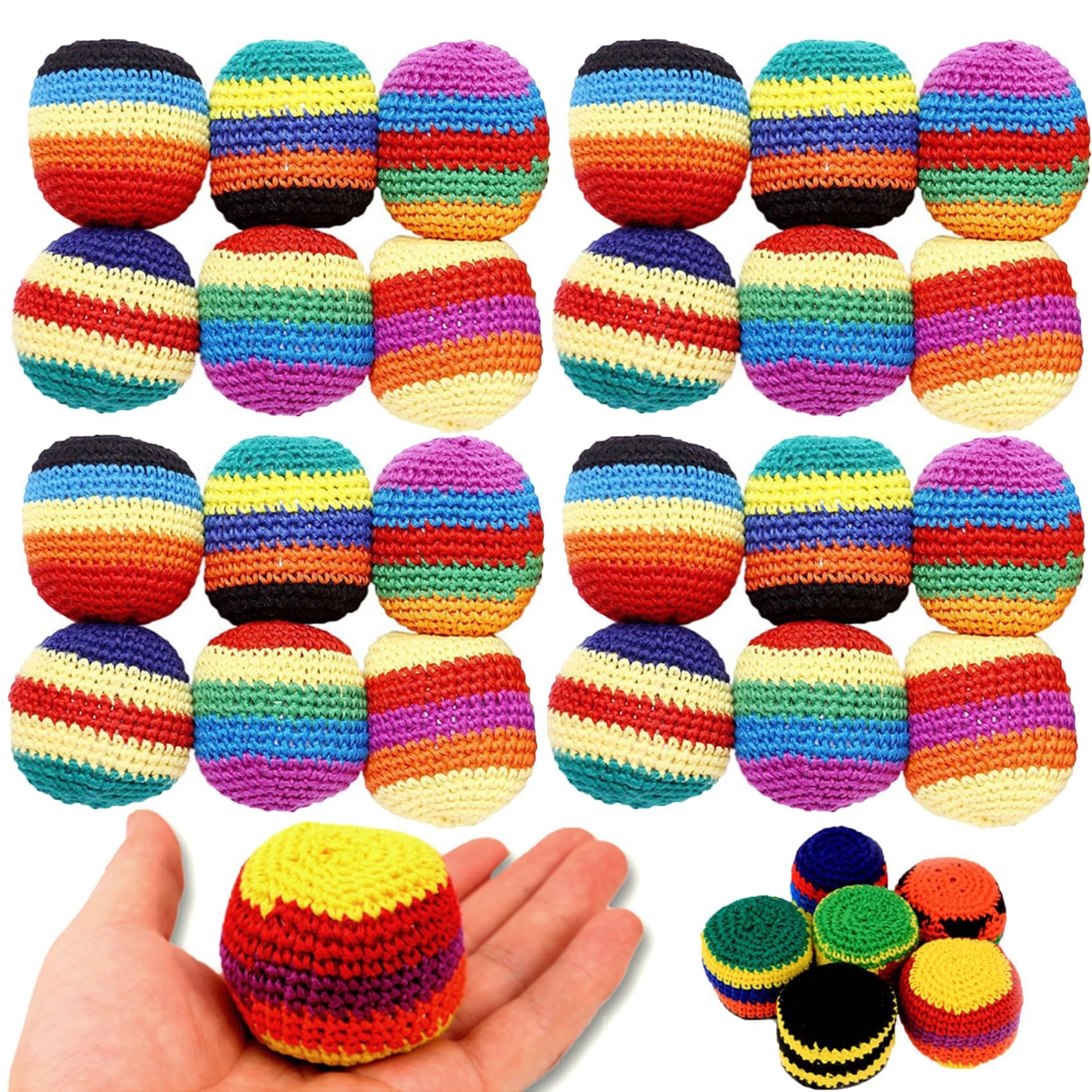 Wholesale Knitted Hacky Bag Set,Hand-Made Knitted Footbag Sack,Juggling Footbag for Beginners,Foot Bag Crochet Hacky Ball