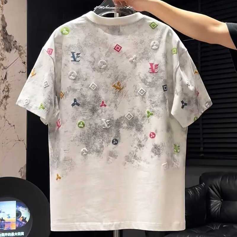 Fashion Tie-Dye High-End Round Neck 2026 Summer New Short Sleeve Light Luxury Trendy Loose T-Shirt Half Sleeve Men