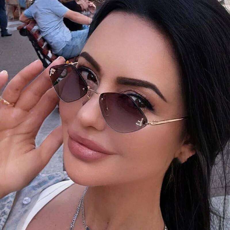 Trendy Rimless Diamond-shaped Sunglasses F Women's Luxury Brand Sun Glasses Ladies Classic Elegant Eyewear Shades