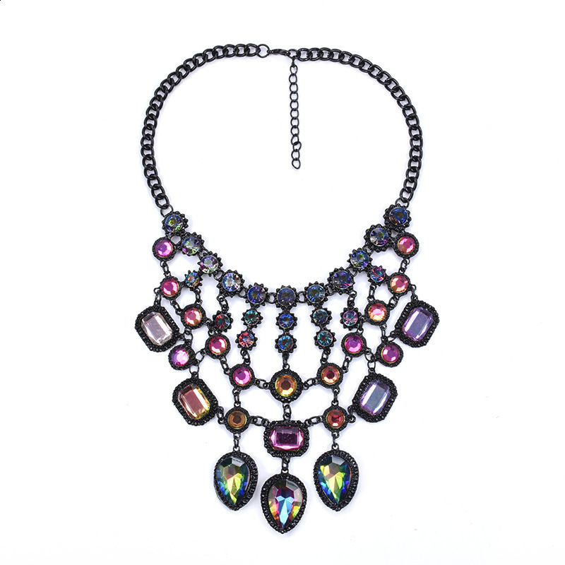 Fashion Jewelry Maxi Necklace For Women Rhinestone Beads Collar Choker Necklace Tassel Crystal Statement Collier Boho Jewelry 240910