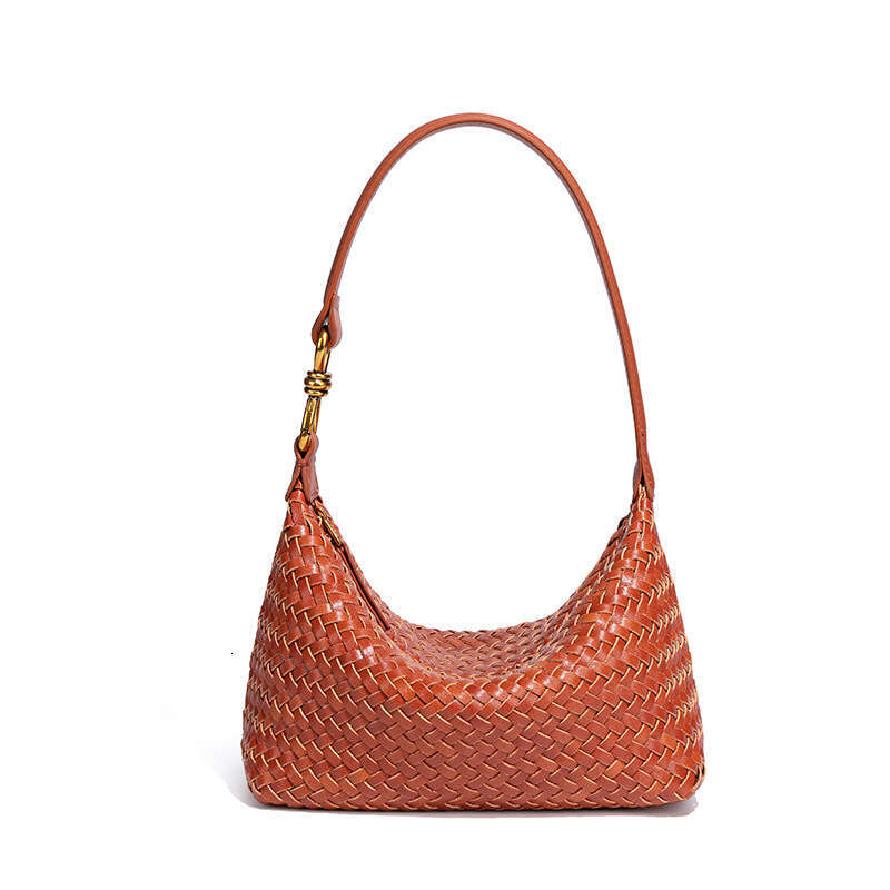 Women Early Autumn New Handmade Woven Tofu Bag Soft Leather Lunch Box Hobo Underarm Dumpling Bag Versatile Light Luxury Shoulder Purse SENYY