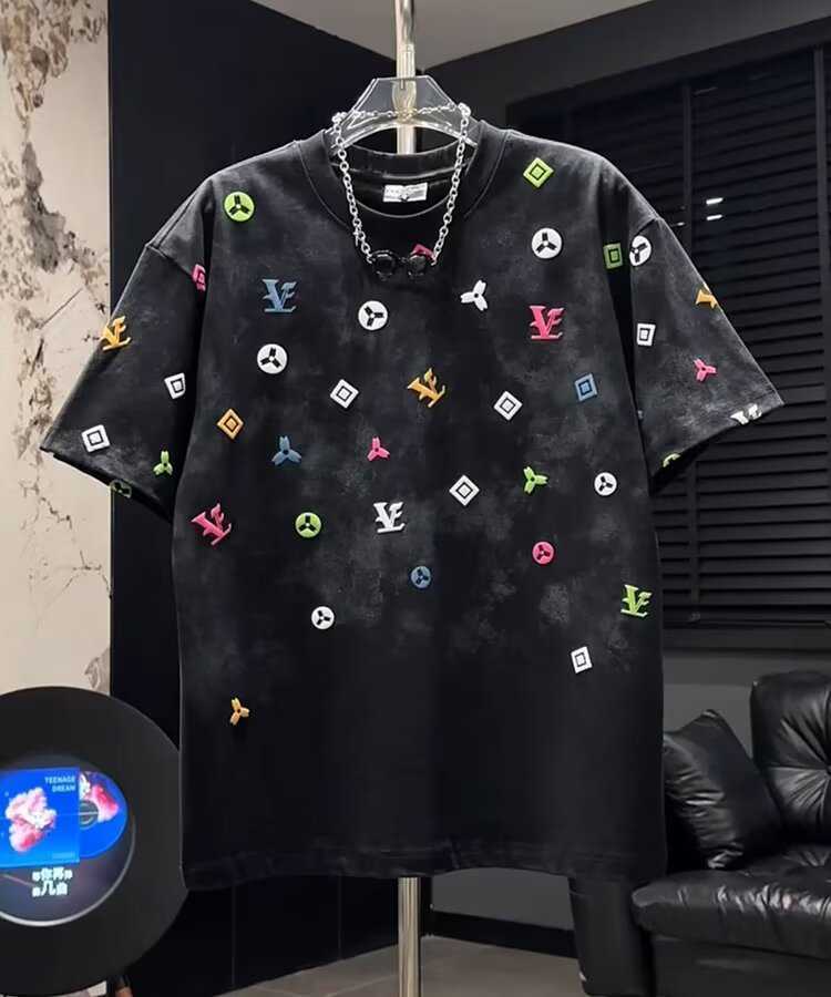 Fashion Tie-Dye High-End Round Neck 2026 Summer New Short Sleeve Light Luxury Trendy Loose T-Shirt Half Sleeve Men