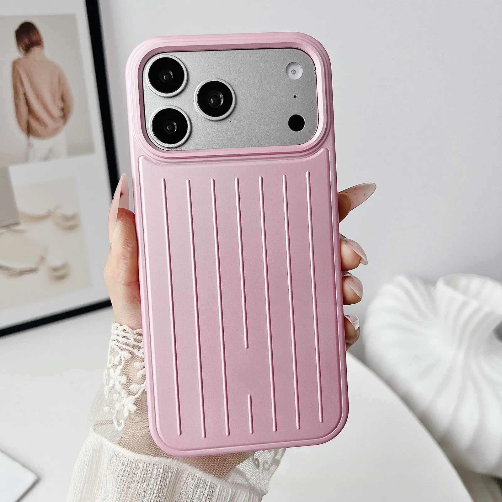 designer phone case suitcase designer Corrugated Stripe Aluminum Alloy Case for iPhone 17 plus 16 15 14 13 Pro Max Titanium Magnetic Cover