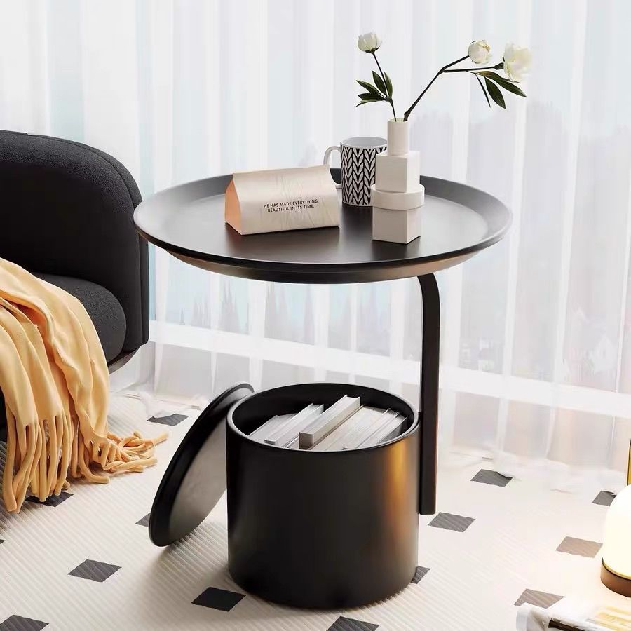 R05162 Minimalist Cream-Style Small Round Table (Side Table with Sofa)