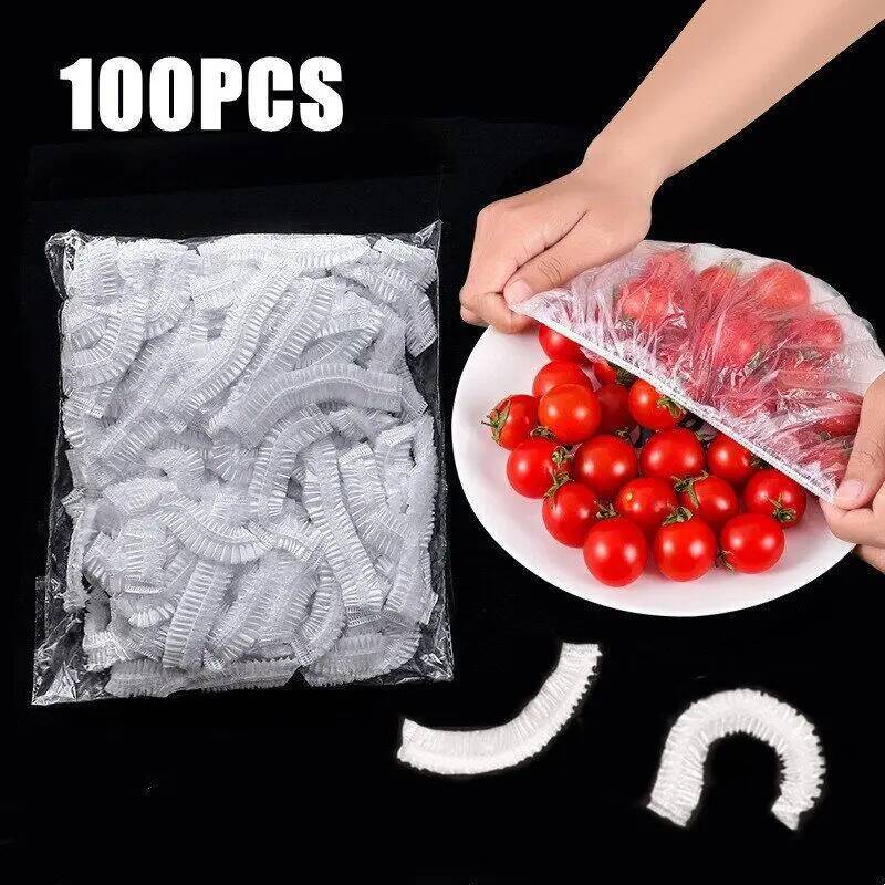 100PCS Disposable Food Cover Elastic Plastic Covers For Dishe Wrap Clings Film Dish Plate Fresh Keeping Bag Kitchen Refrigerator ddmysaturn