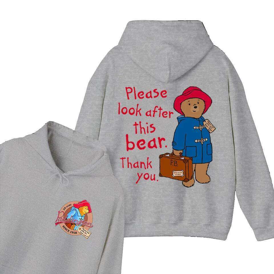 Cute Paddington Bear London Cartoon Pattern Graphic Unisex Hoodie New in Hoody Oversized Pullover Hoodies Spring J260516