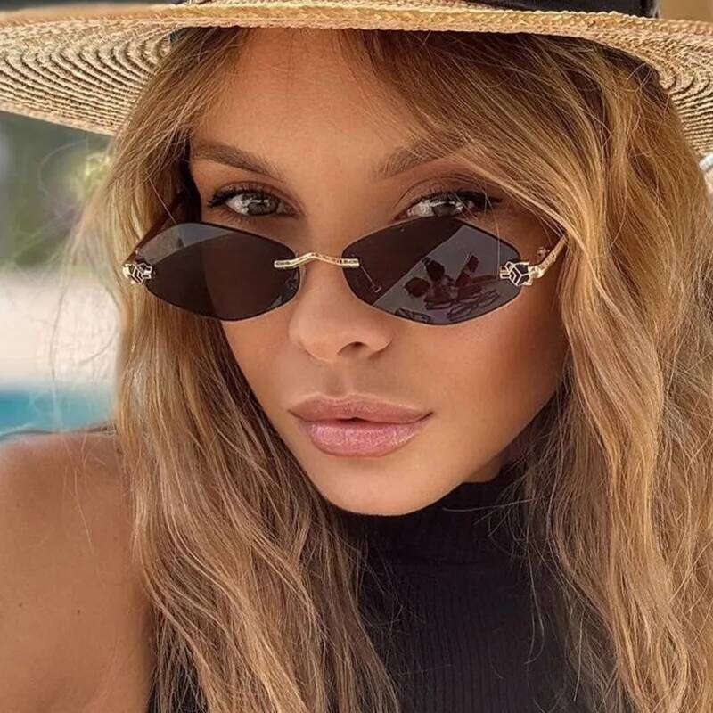 2026 Fashion Small Irregular Sunglasses Women Retro Brand Design Metal High Quality Frame Vintage Rhombus Rimless Men Glasses