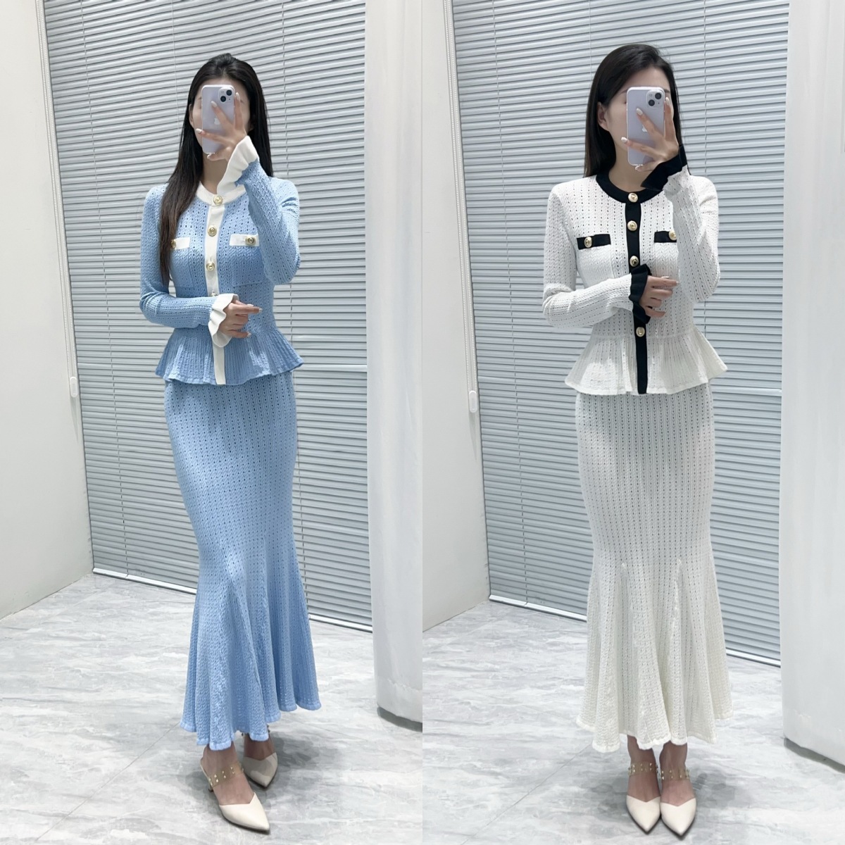 Women Knitted Cardigan Sweater Mermaid Bodycon Skirt 2 Piece Outfits Casual Elegant Dress Suit