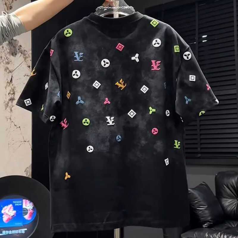 Fashion Tie-Dye High-End Round Neck 2026 Summer New Short Sleeve Light Luxury Trendy Loose T-Shirt Half Sleeve Men