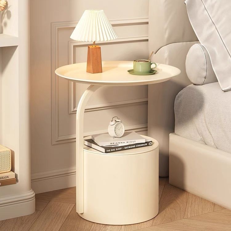 R05162 Minimalist Cream-Style Small Round Table (Side Table with Sofa)