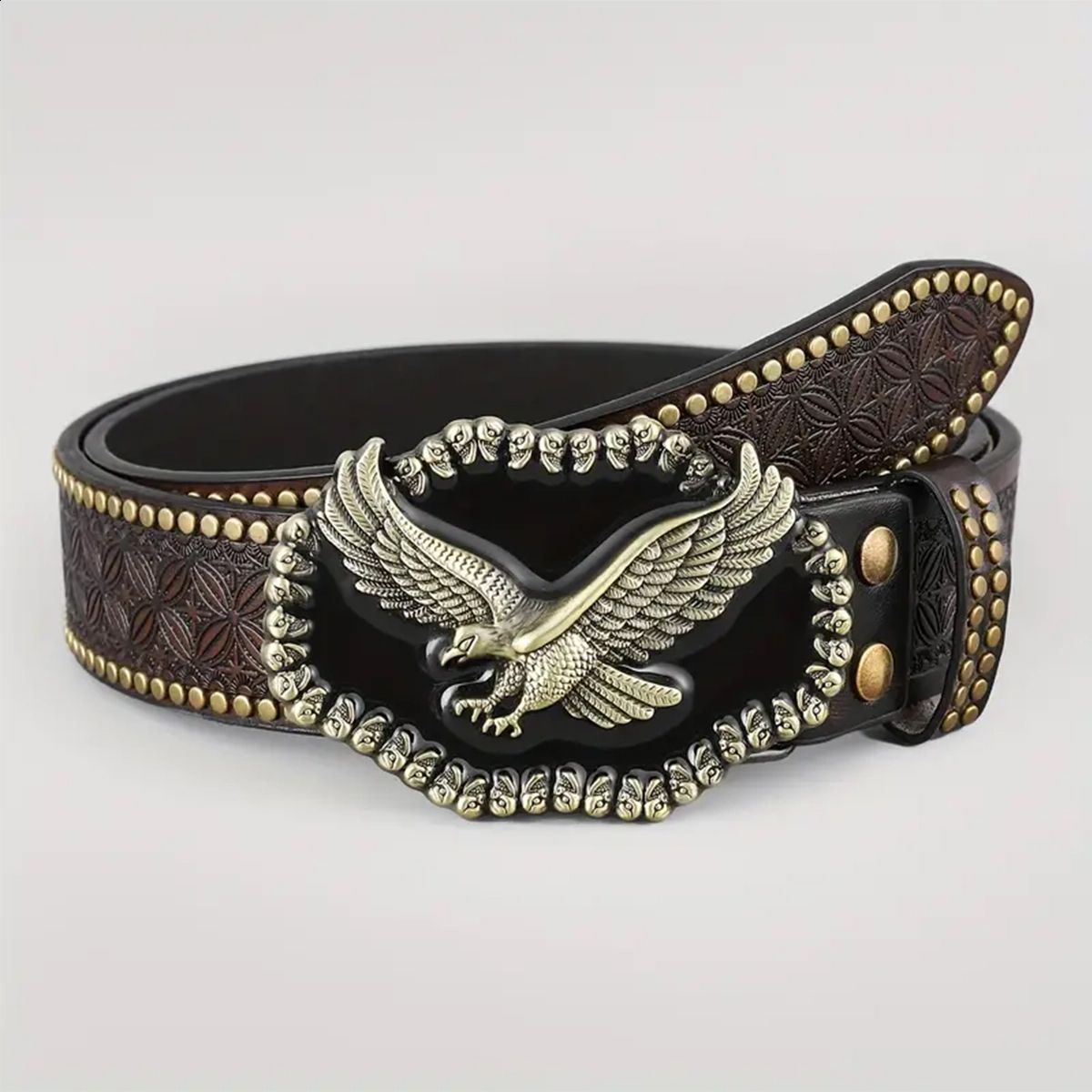 A casual individual and retro belt Western-style clothing accessory metal buckle PU belt suitable for both men and women 251106