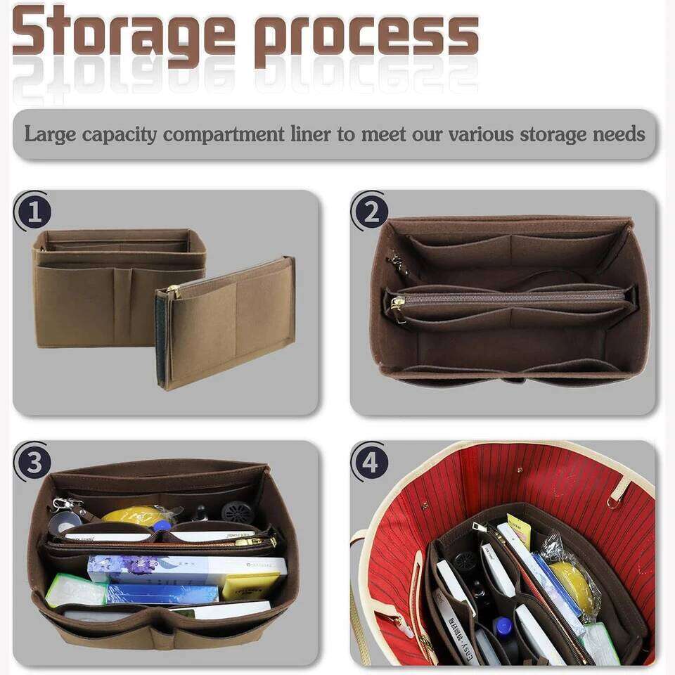 Detachable Felt Purse Insert Organizer for Luxury Handbag Speedy 25 30 35 Makeup Bag Shaper Liner Travel Inner Pouch 26Y0516