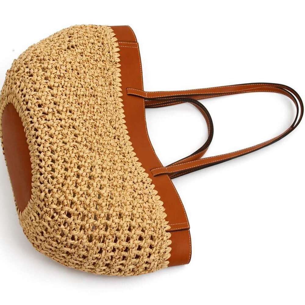 Tote Luxury Bag Woven Bag Extra-Large Capacity Straw Tote Bag, Hand-Woven Drawstring Handbag, Women's Holiday-Style Basket Shoulder Bag