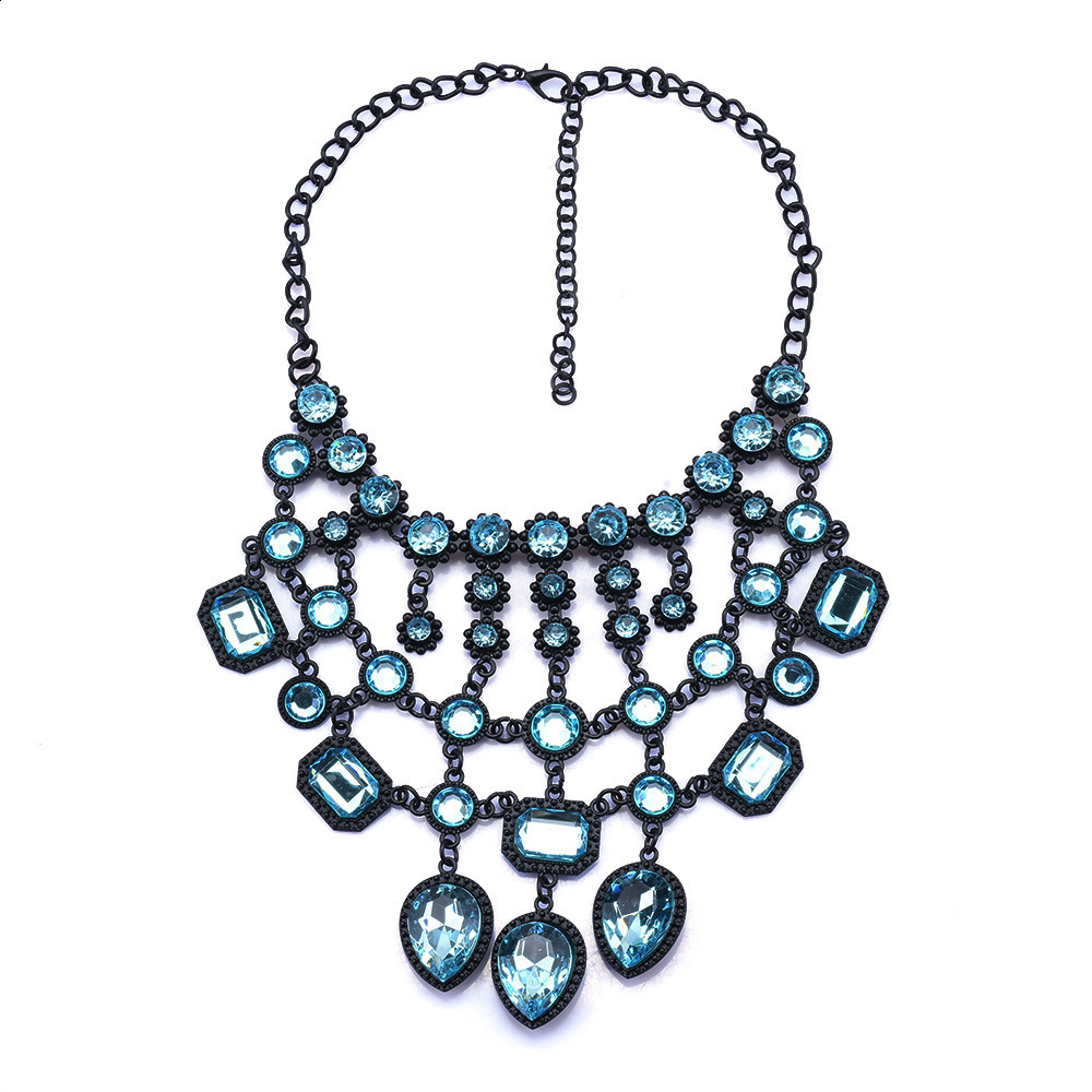 Fashion Jewelry Maxi Necklace For Women Rhinestone Beads Collar Choker Necklace Tassel Crystal Statement Collier Boho Jewelry 240910