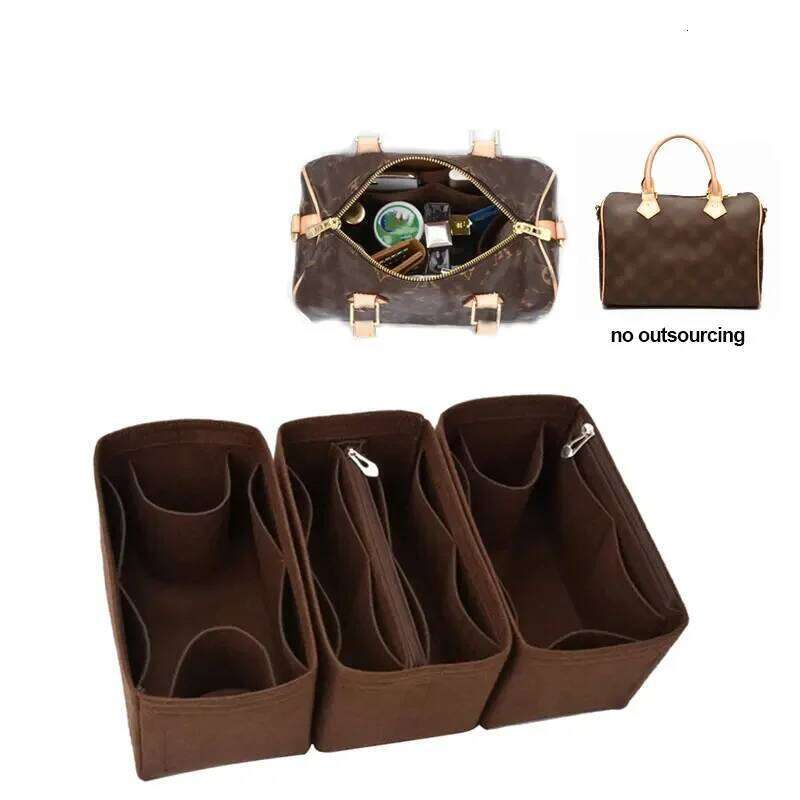 Protable Felt Women's Cosmetic Organizer Insert With zipper Bag Shaper Storage Inner Purse Fit For Speedy 25 30 35 26Y0516