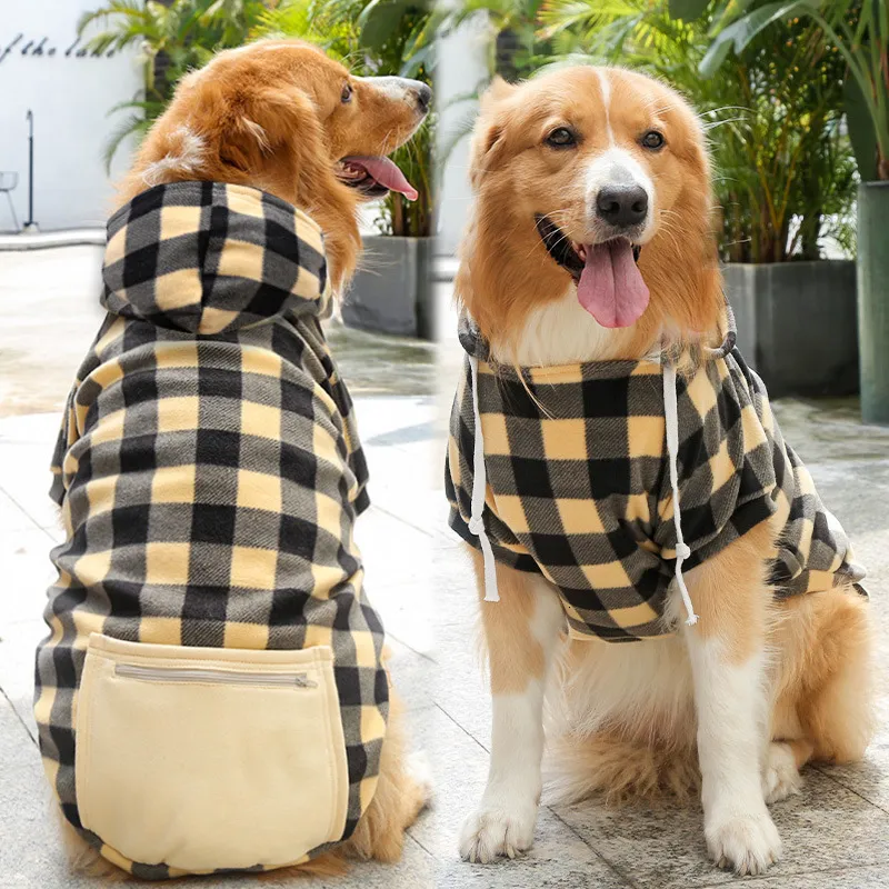 Chic Tweed Pet Apparel: Waterproof Plaid Outerwear Ensemble w/ Adjustable Headgear HF51