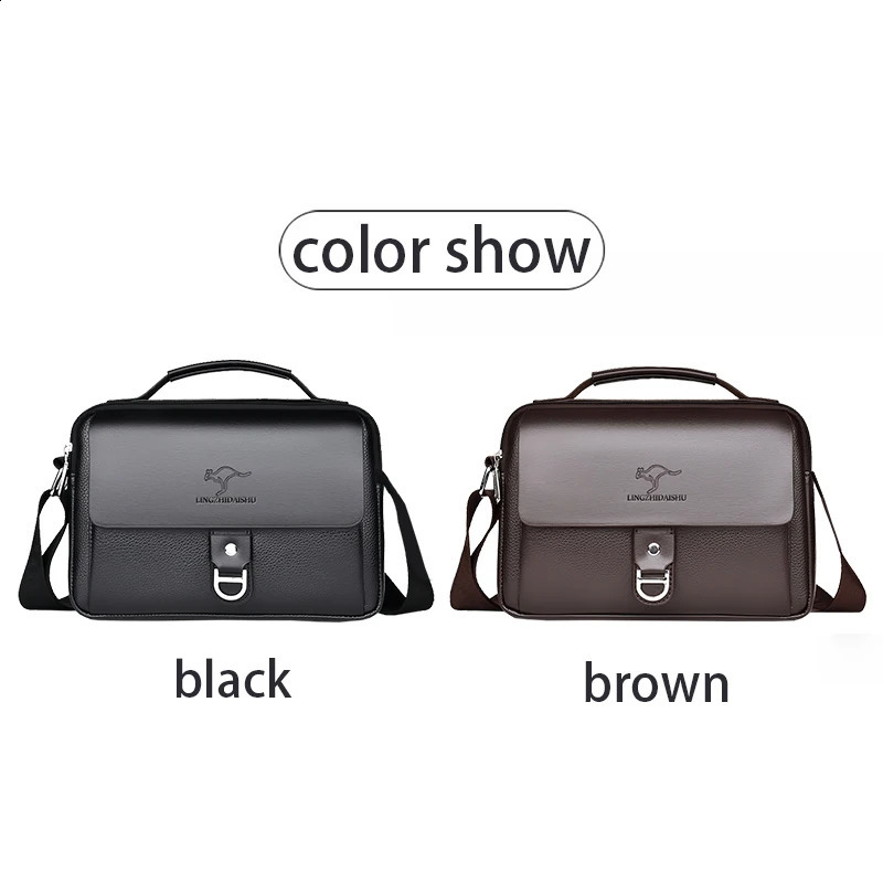 Breathable Shoulder Bag for Men Waterproof PU Leather Briefcase Multipocket Crossbody Purse Office Commute 260516 - view 5