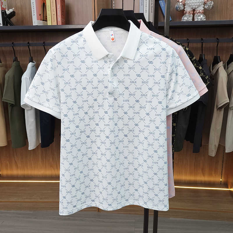 Summer new cotton printed short-sleeve polo shirt for men stylish and versatile light luxury casual T-shirt top for men88