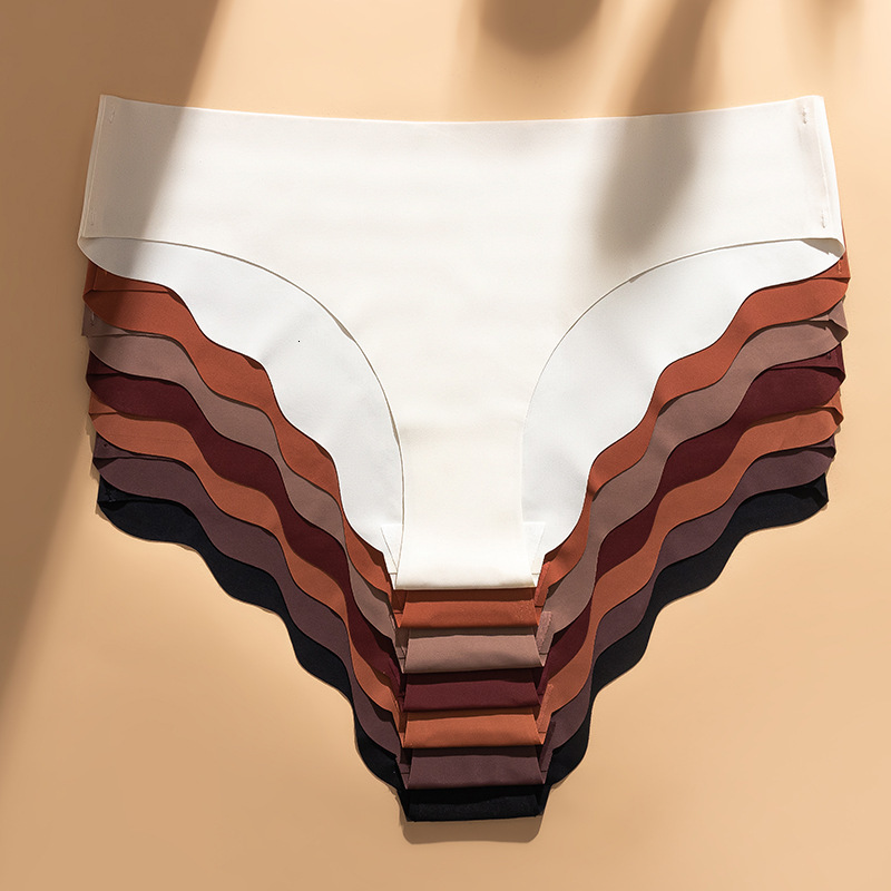 Ice Silk Thongs Seamless Low Rise Women Panties Solid Color No Show Underwear 90% Nylon Breathable Cotton Crotch Hip Lifting Briefs 4 Seasons Daily Li - view 3