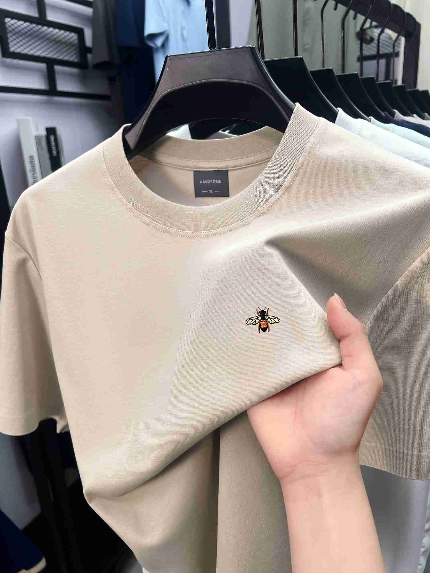 High end brand embroidery short sLeeve T-shirt men ice silk cotton cool breathable summer round neck casual new trend top X260516