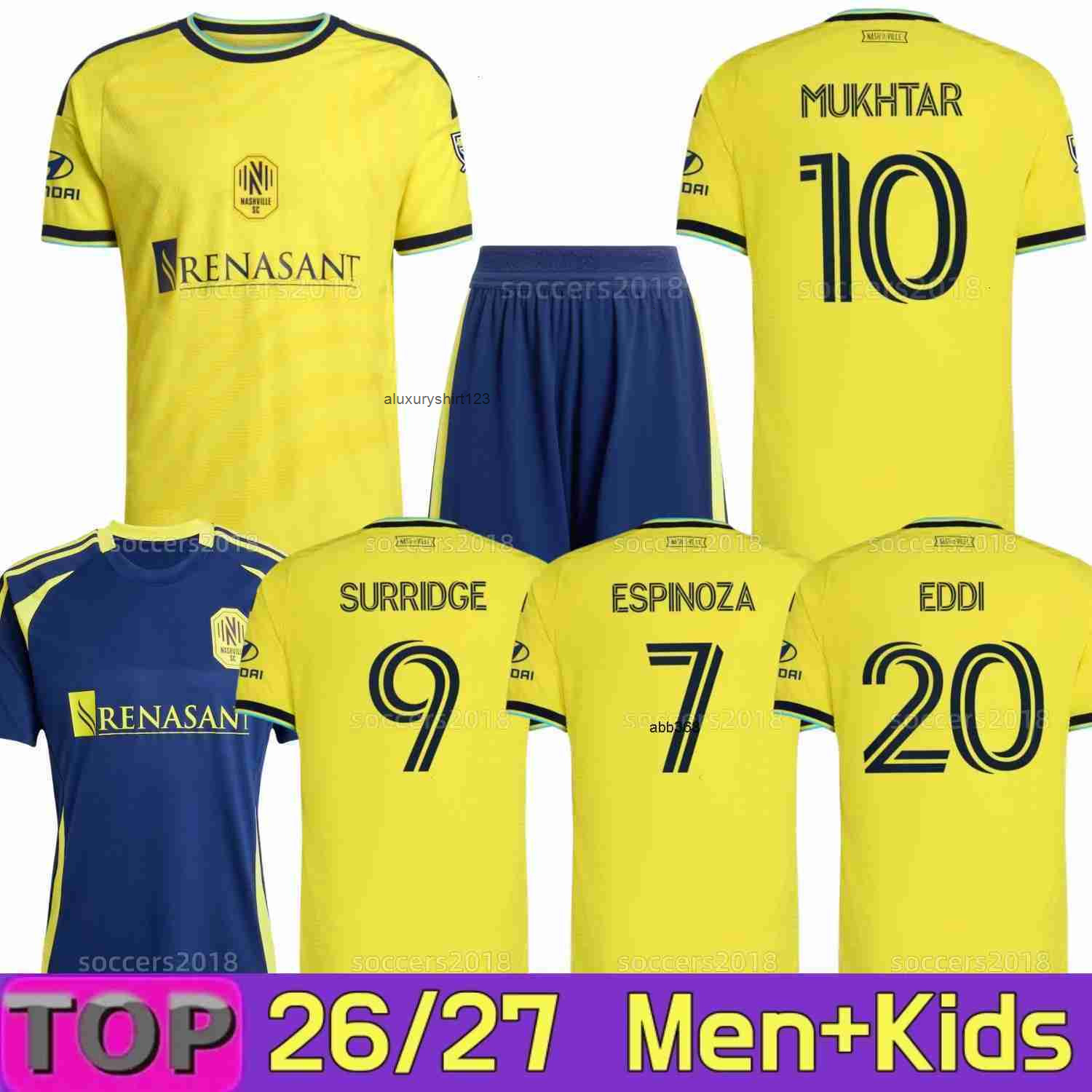 25 26 27 Nashville SC Soccer Jerseys MUKHTAR SURRIDGE ESPINOZA EDDI Primary In BOYD 2025 SHAFFELBURG MOORE 2026 2027 Home Away Football Shirt men kids
