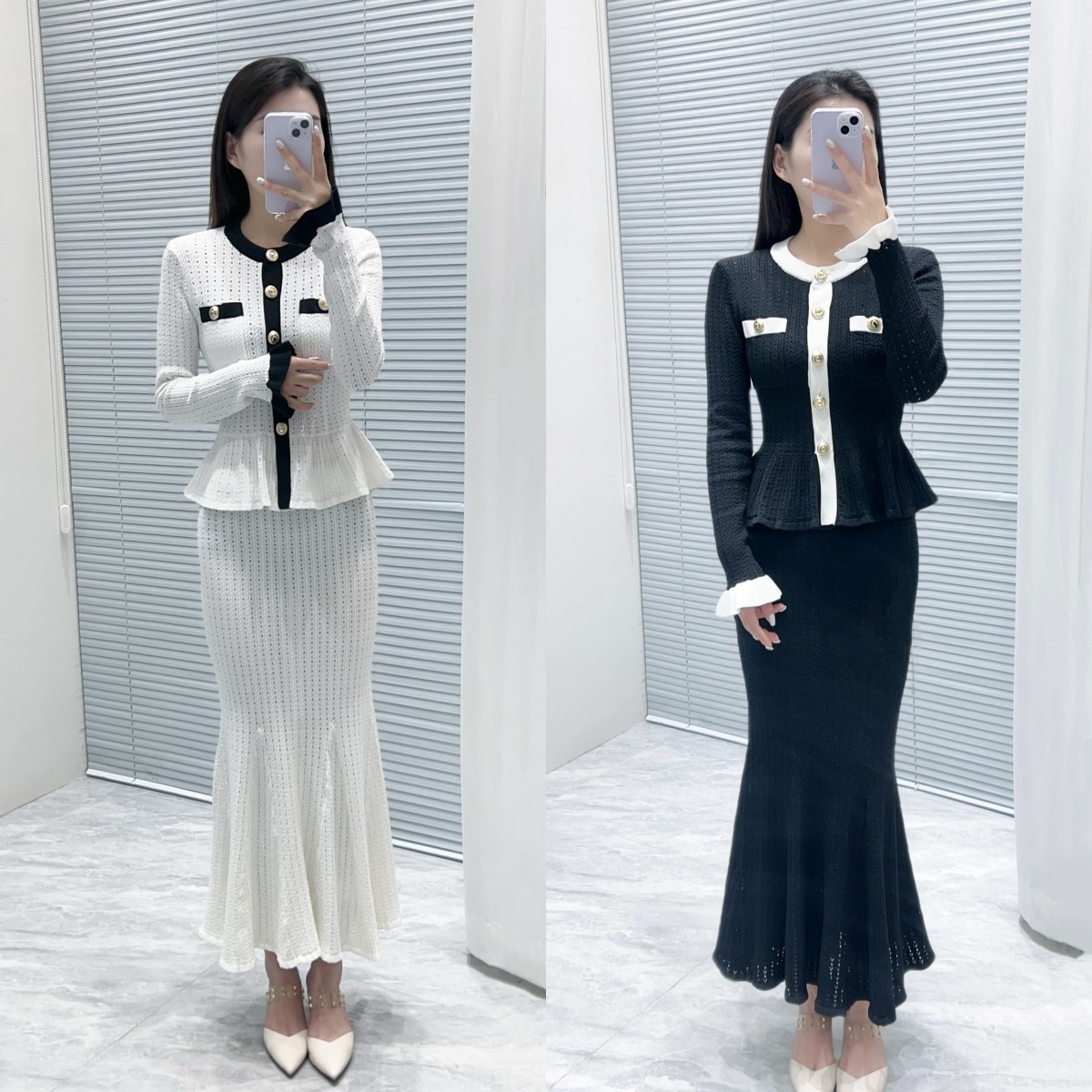 Women Knitted Cardigan Sweater Mermaid Bodycon Skirt 2 Piece Outfits Casual Elegant Dress Suit