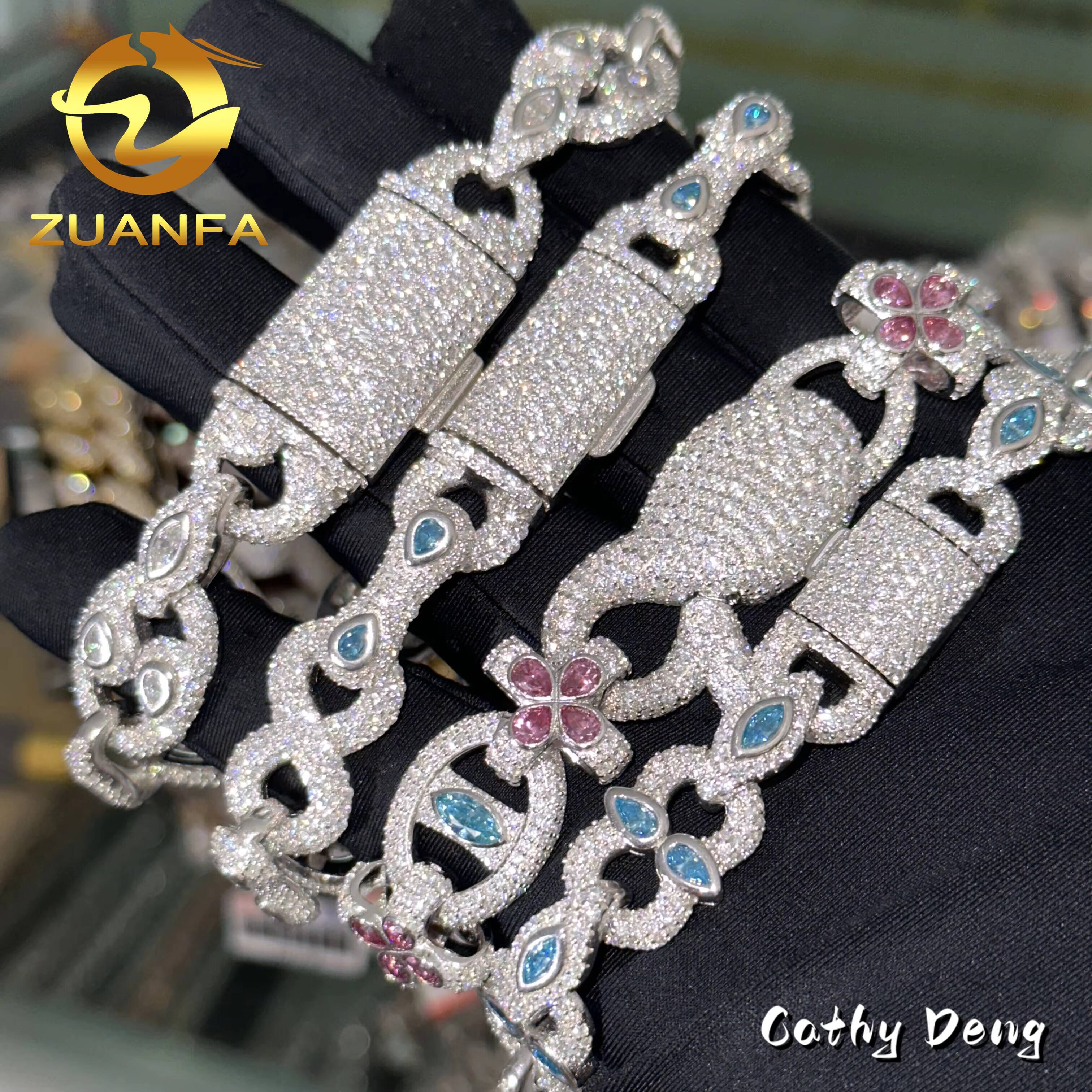 Customized Rapper Jewelry Iced Out Moissanite Hip Hop Bracelet 925 Sterling Silver Moissanite Cuban Link Bracelet For Men Women - view 4