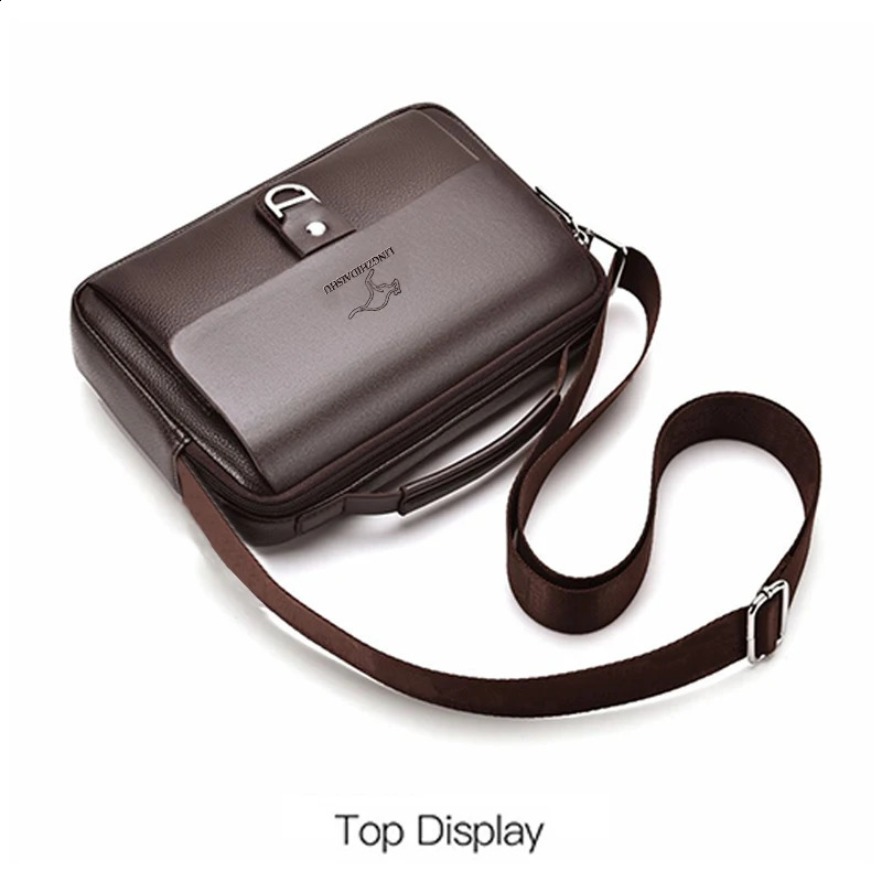 Breathable Shoulder Bag for Men Waterproof PU Leather Briefcase Multipocket Crossbody Purse Office Commute 260516 - view 3