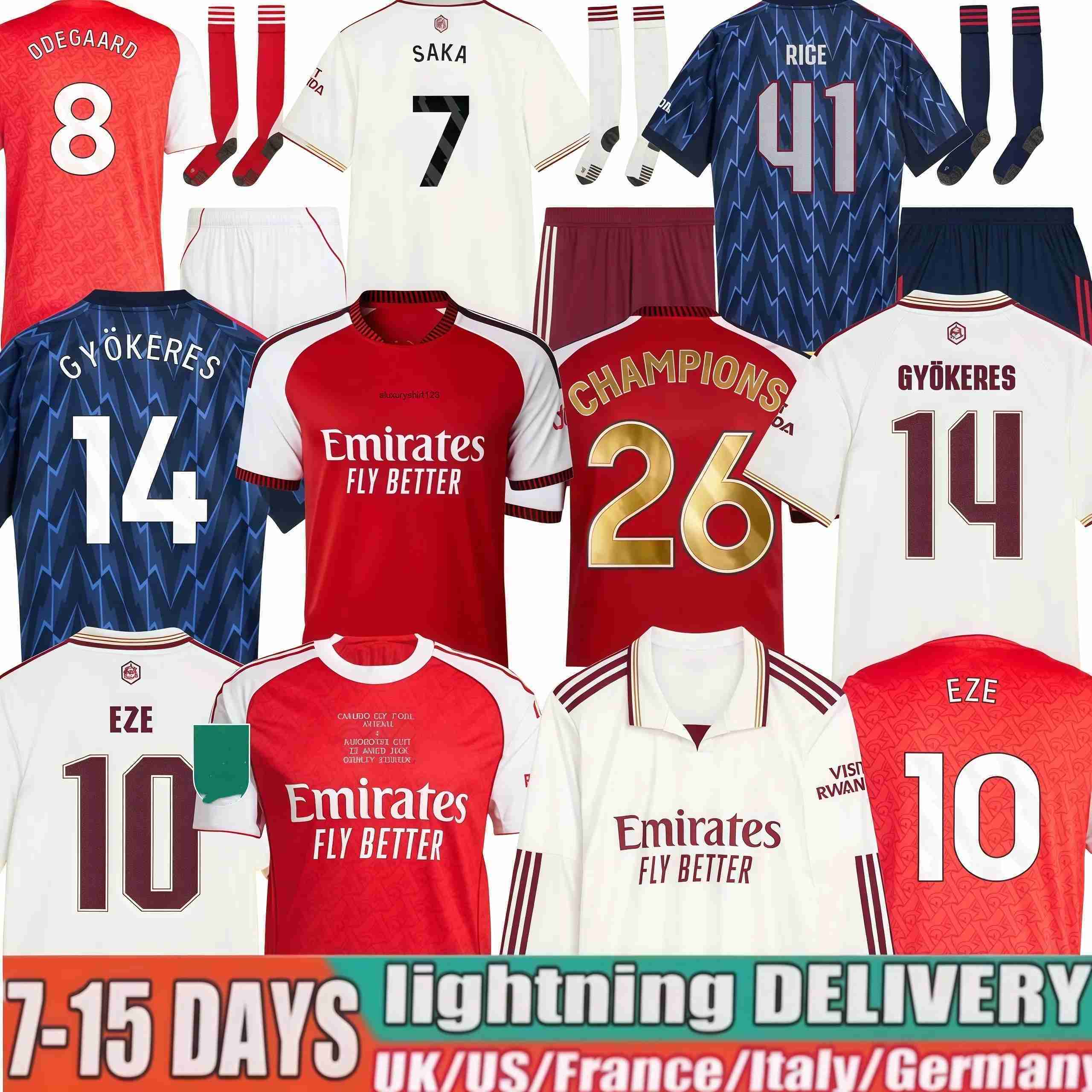 2026 27 Champions kit Arsenally jersey football Soccer Jerseys tops SAKA GYOKERES 25 26 EZE ODEGAARD RICE MADUEKE MARTINELLI BERGKAMP HENRY kids Shirt