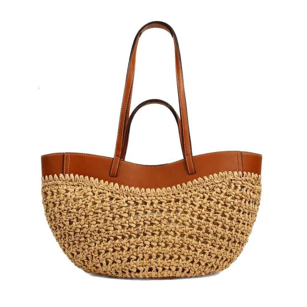 Tote Luxury Bag Woven Bag Extra-Large Capacity Straw Tote Bag, Hand-Woven Drawstring Handbag, Women's Holiday-Style Basket Shoulder Bag