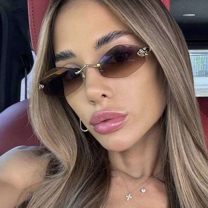 2026 Fashion Small Irregular Sunglasses Women Retro Brand Design Metal High Quality Frame Vintage Rhombus Rimless Men Glasses