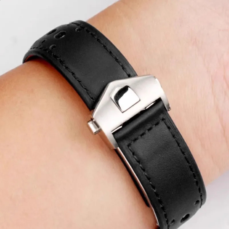 Genuine leather Watchband For TAG MONACO CARRER Wrist Band 22mm black blue watches band with folding clasp strap 260515CJ