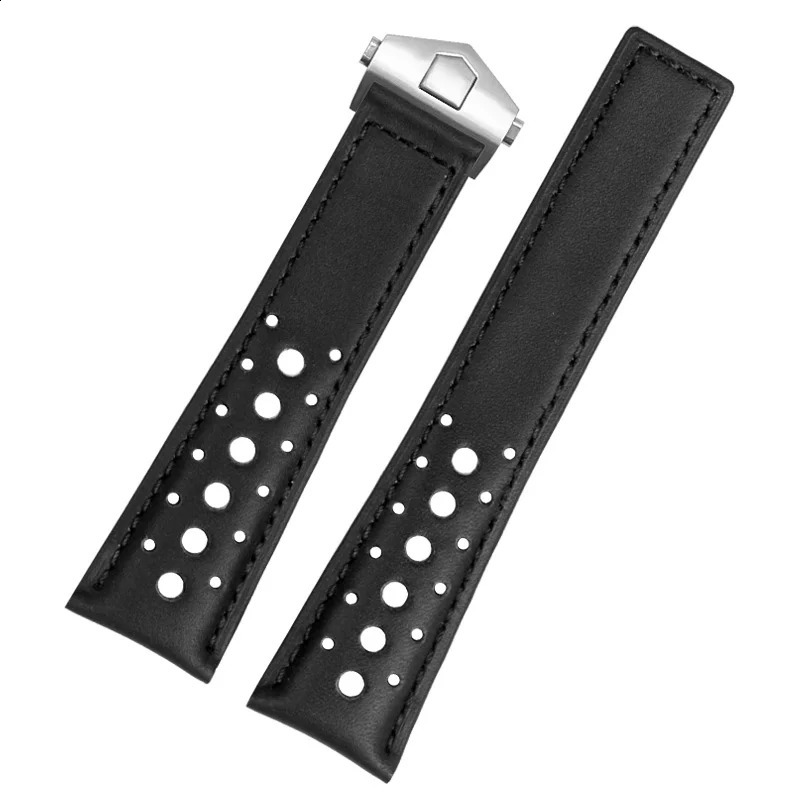 Genuine leather Watchband For TAG MONACO CARRER Wrist Band 22mm black blue watches band with folding clasp strap 260515CJ
